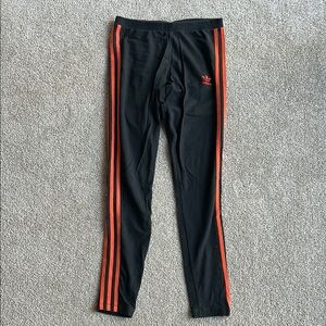Adidas Black Leggings with Orange Stripes